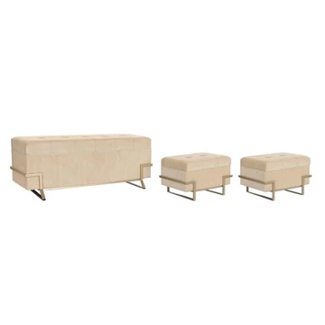 Kispad szett bársony, fém 120x42x48 cm bézs S/3