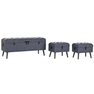 Kispad szett poliészter, fém, mdf 121x42x53 cm sötétszürke S/3
