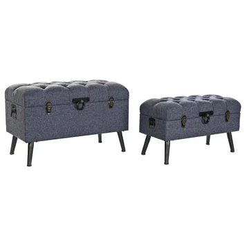 Kispad szett poliészter, fém, mdf 81x42x52 cm sötétszürke S/2
