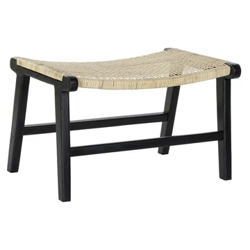 Kispad teakfa, rattan 65x47x40 cm fekete, natúr