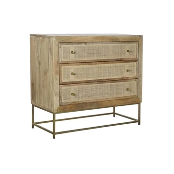 Komód mangófa, rattan 90x40x81 cm natúr, arany