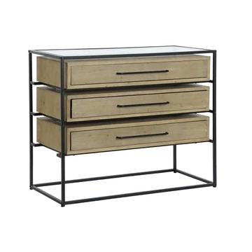 Komód mdf, fém 100x45x82 cm natúr, fekete