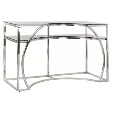Konzol asztal acél, üveg 120x50x75 cm ezüst