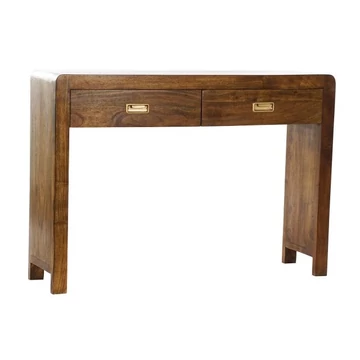 Konzol asztal akácfa 110x27,5x76 cm barna, arany