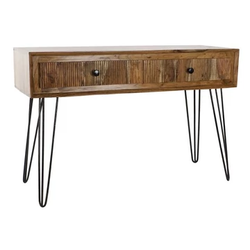 Konzol asztal akácfa, fém 118x40x77 cm barna, fekete