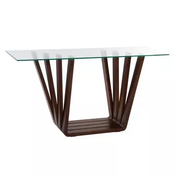 Konzol asztal diófa, üveg 145x45x75 cm barna, átlátszó