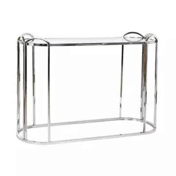 Konzol asztal fém, üveg 115,5x36,5x78 cm ezüst