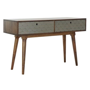 Konzol asztal hullámos mangófa 120x45x75 cm szürke