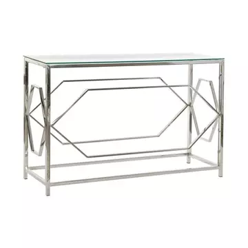 Konzol asztal inox, üveg 120x40x78 cm ezüst
