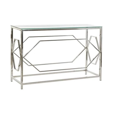 Konzol asztal inox, üveg 120x40x78 cm ezüst