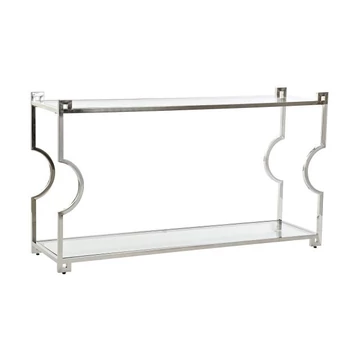 Konzol asztal inox, üveg 140x40x78 cm ezüst