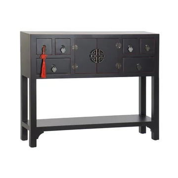 Konzol asztal keleti lucfenyő, mdf 95x24x79 cm fekete, piros