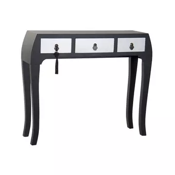 Konzol asztal keleti lucfenyő, mdf 96x26x80 cm fekete, ezüst