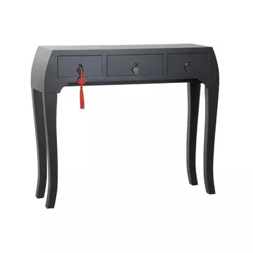Konzol asztal keleti lucfenyő, mdf 96x26x80 cm fekete, piros