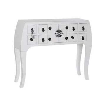 Konzol asztal keleti lucfenyő, mdf 98x26x80 cm fehér, ezüst