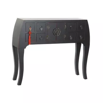 Konzol asztal keleti lucfenyő, mdf 98x26x80 cm fekete, piros