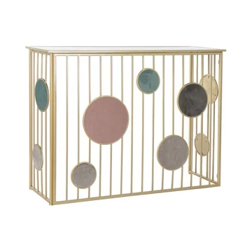 Konzol asztal körök fém, üveg, poliészter 120x36x90 cm színes