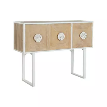 Konzol asztal lucfenyő, fém 120x35x90 cm fehér