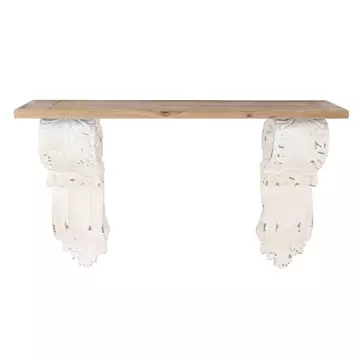 Konzol asztal lucfenyő, magnézia 153x32,5x93 cm fehér, barna