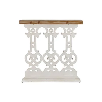 Konzol asztal lucfenyő, mdf 81x30x83 cm fehér, natúr