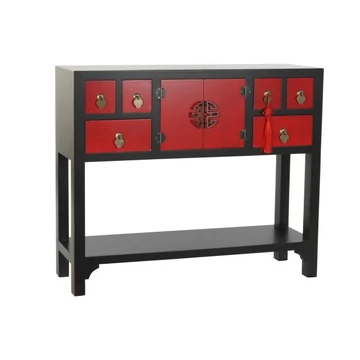 Konzol asztal lucfenyő, mdf 95x25x78,5 cm piros, fekete