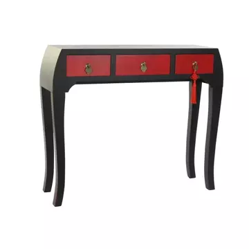 Konzol asztal lucfenyő, mdf 96x27x80 cm piros, fekete