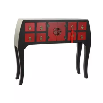 Konzol asztal lucfenyő, mdf 98,5x27x80 cm piros, fekete