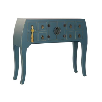 Konzol asztal lucfenyő, mdf 98x26x80 cm petrolkék, piros