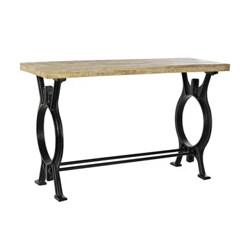 Konzol asztal mangófa, fém 120x45x76 cm natúr, fekete