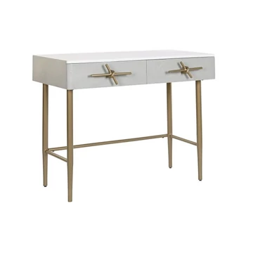 Konzol asztal mangófa, fém 90x45x74 cm fehér, arany
