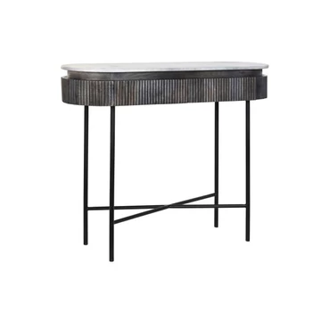 Konzol asztal mangófa, márvány 100x32x80 cm fekete, fehér