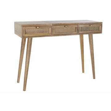 Konzol asztal mangófa, rattan 115x40x84 cm natúr