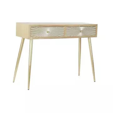 Konzol asztal mdf, lucfenyő, fém 100x36x78 cm natúr, arany