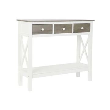 Konzol asztal nyárfa 100x32x85 cm fehér, szürke