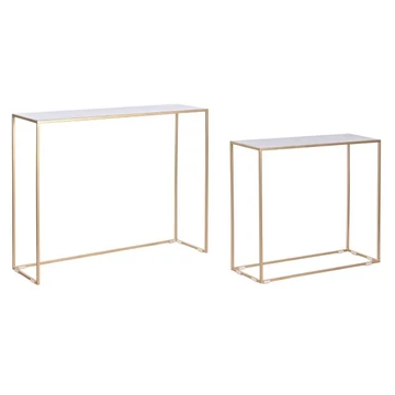 Konzol asztal szett alumínium 100x28x80 cm arany, fekete S/2