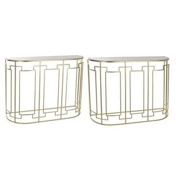 Konzol asztal szett fém, üveg 107x36x78,5 cm arany S/2