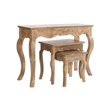 Konzol asztal szett mangófa 106x36x76 cm barna S/3