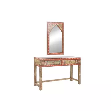 Konzol asztal szett tükör mangófa, akril, üveg 117x40x76 cm színes S/2