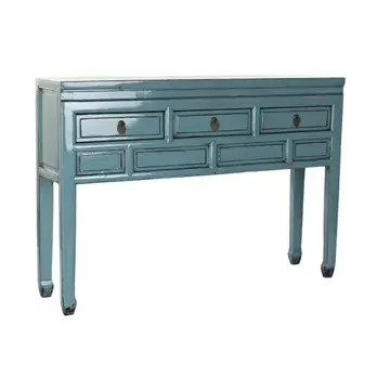 Konzol asztal szilfa, fém 128x30x88 cm kék