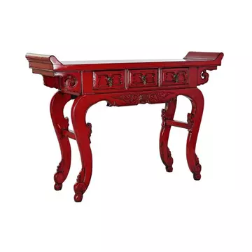 Konzol asztal szilfa, fém 135x37x89 cm piros