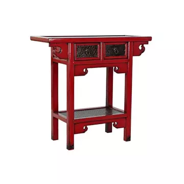 Konzol asztal szilfa, fém 85x35x80 cm piros, sötétbarna