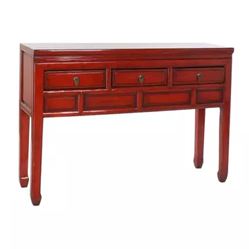 Konzol asztal szilfa, fém, rétegeltlemez 128x30x88 cm piros