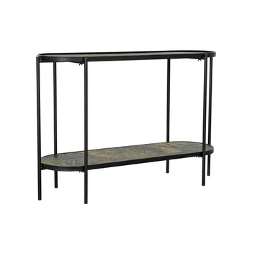 Konzol asztal trópusi fém, mdf 120x41x80 cm fekete, zöld