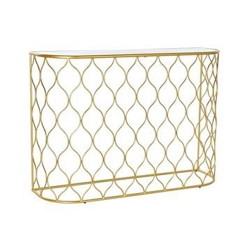 Konzol asztal tükör fém, üveg 110x32x78 cm arany