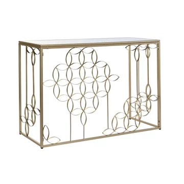 Konzol asztal tükör fém, üveg 120x40x80 cm arany