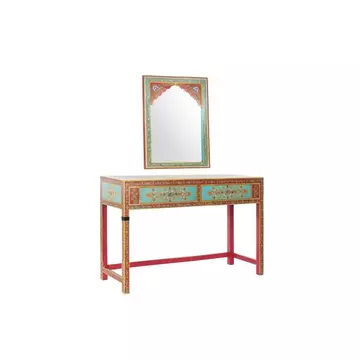 Konzol asztal tükör szett mangófa, akril, üveg 117x40x76 cm színes S/2