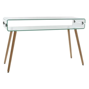 Konzol asztal üveg, bükkfa 122x40x73 cm átlátszó, natúr