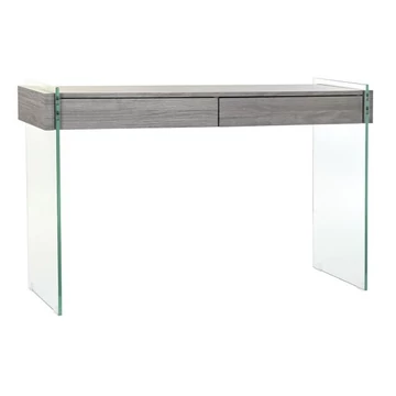 Konzol asztal üveg, mdf 120x40x76 cm szürke, átlátszó