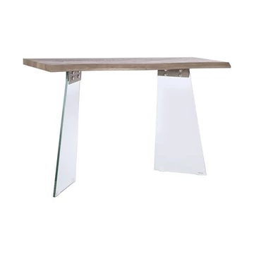 Konzol asztal üveg, mdf 120x40x76 cm világosszürke, átlátszó