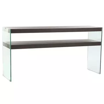Konzol asztal üveg, mdf 160x45x80 cm barna, átlátszó